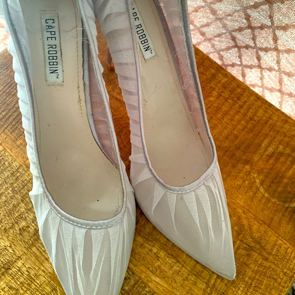 Silver fabric Cape Robbin pumps, size 11